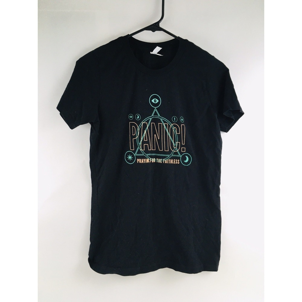 EI-LO T-Shirt Women's Size Large Black Short Sleeve Panic Praying For Faithless